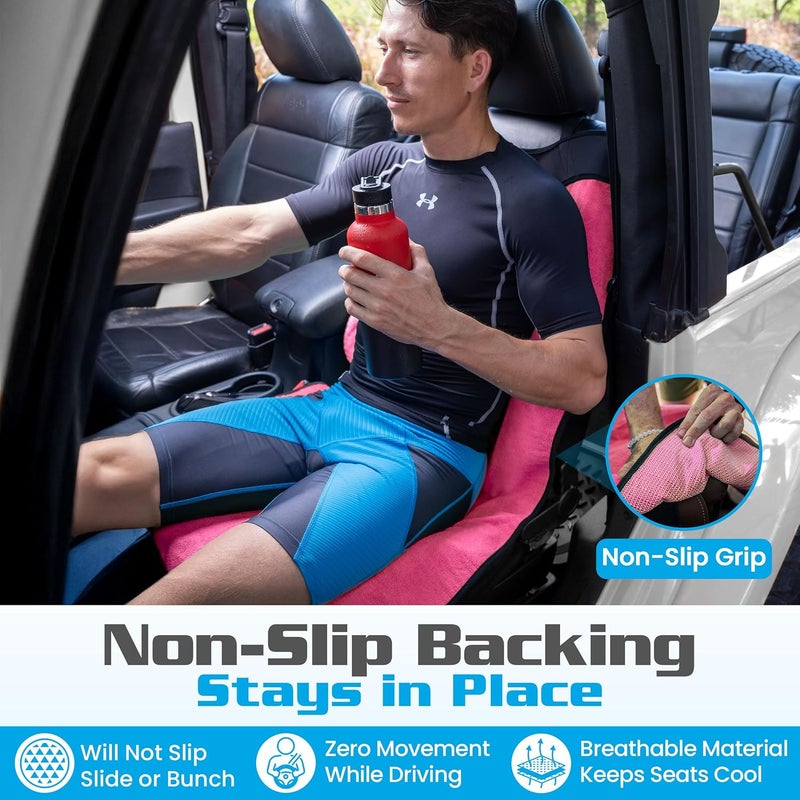 HAPPEGEAR Happeseat Waterproof Car Seat Cover & Protector – Universal Fit Car Seat Towel Cover – Non-Slip Backing, Easy Install & Storage, Machine Washable, Fits Front & Back, Pink - Image 3